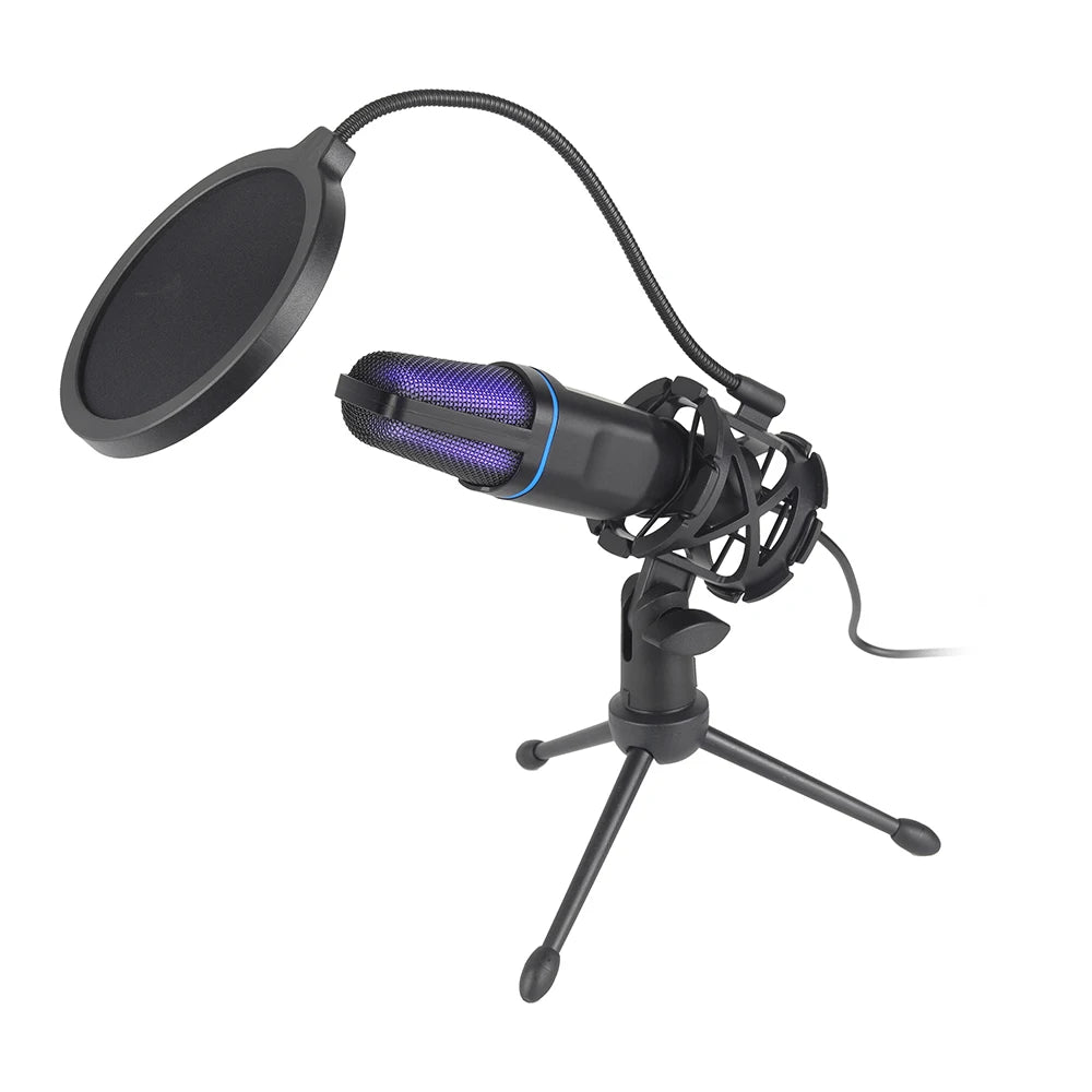 USB RGB Microphone – Condenser Gaming Mic for Podcast Recording, Studio, Streaming, Laptop, and Desktop PC