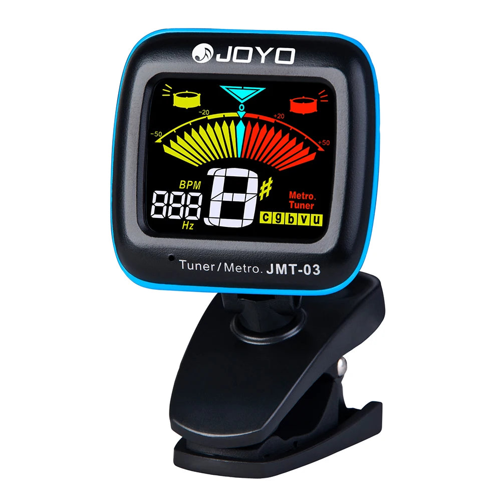 JOYO JMT-03 Guitar Tuner – 360-Degree Rotatable Clip-On with TAP Tempo Metronome Function, Electronic Tuner for Guitar, Bass, Ukulele