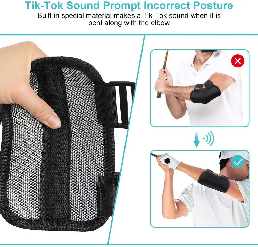 Golf Swing Training Aid: Elbow Trainer for Straight Arm Swing - Beginner-Friendly Golf Training Aid with TIK-Tok Sound