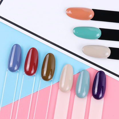 50pcs Oval Fan Style False Nail Display Tips - Clear Nature Color Chart for UV Gel Polish Swatch - Manicure Practice Tools