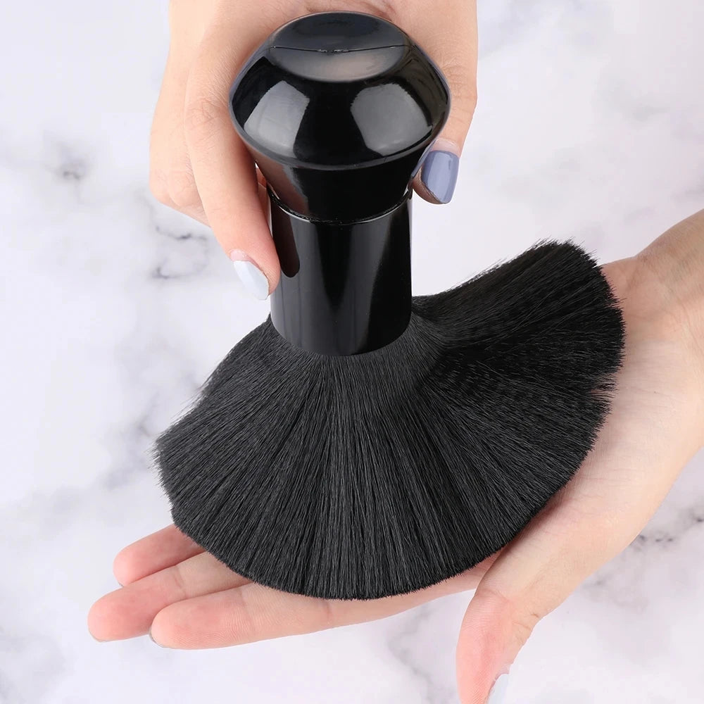 Soft Neck & Face Duster Barber Brush - Black Beard Hair Cleaning Hairbrush for Salon, Hairdressing & Makeup Styling