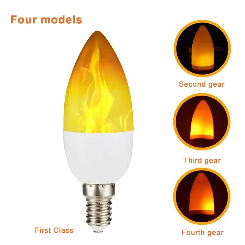 E14/E27 LED Flame Light Bulbs - 4 Modes Party LED Flame Effect Light Simulation for Garden Decor - Flickering Lamp