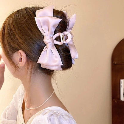 Fashion Women Bow Hairpin - Korean Version of Solid Color Butterfly Satin Hair Clips, Girls Hair Accessories Headwear