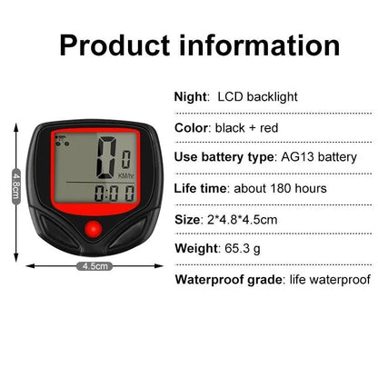 Bicycle Speedometer Bike Computer BN 518: Multifunction Waterproof Stopwatch Odometer - Cycling Accessories for MTB