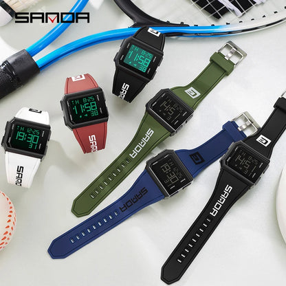 SANDA Brand Men’s Digital Watch – Chronograph Sport, Electronic Bracelet, Waterproof Wristwatch with Alarm Clock, Model 9003