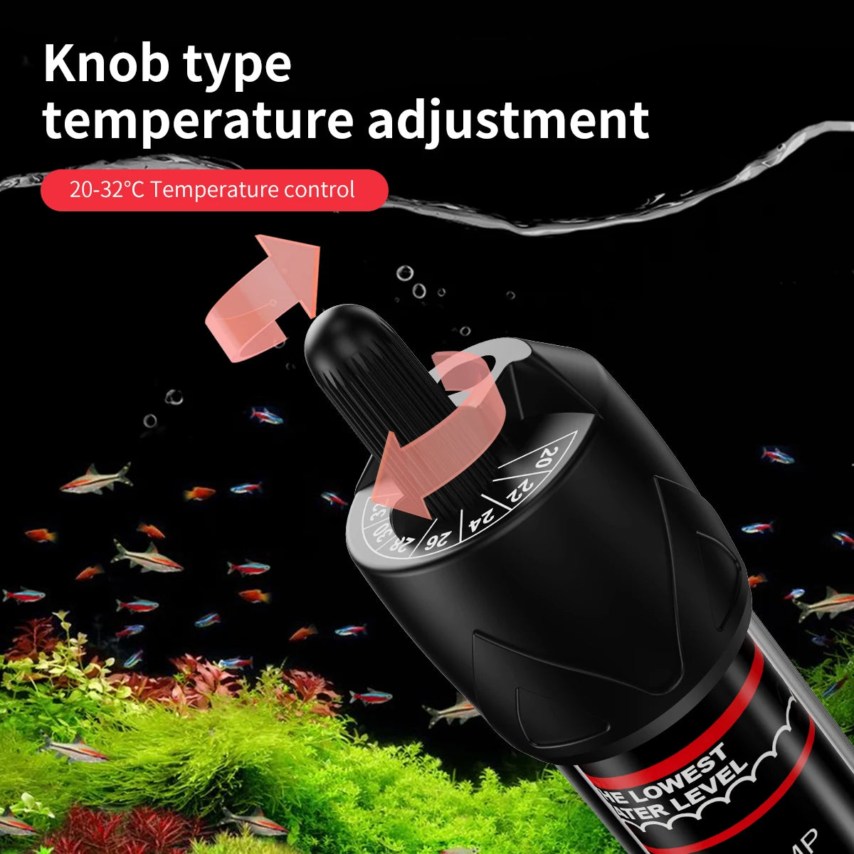 Adjustable Submersible Aquarium Heater Rod - 110V-220V, 25W-300W Temperature Thermostat for Fish Tank Water Heating