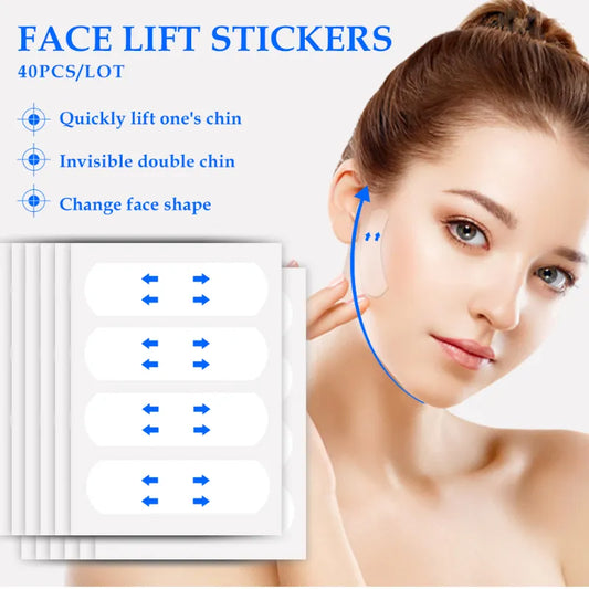 Invisible Face Lift Stickers - Transparent V-Shape Wrinkle & Sagging Skin Adhesive Tape | Thin Face Patches for Lifting (40/80pcs)