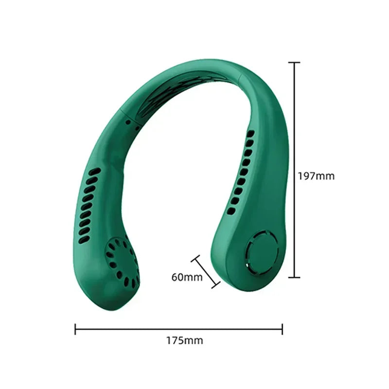 Portable Mini Neck Hanging Fan – Wearable USB Air-Cooled Fan for Summer, Outdoor Sports, Running, Travel, No Blades Design