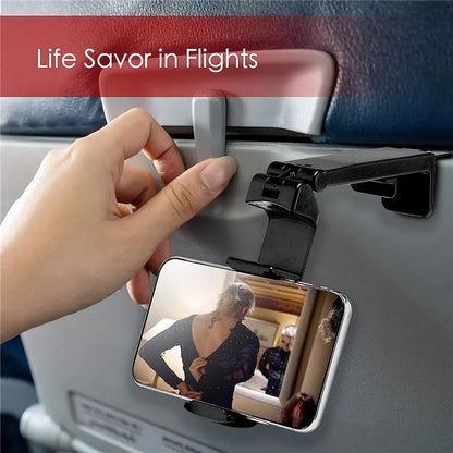 Airplane Phone Holder Stand - Cell Mobile Portable Travel Mount Desk Flight Foldable Rotatable Selfie Holding Train Seat Support