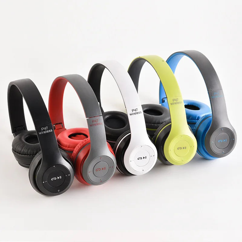 Stereo P47 Bluetooth Headset 5.0 | Folding Wireless Sports and Gaming Headphones | Compatible with iPhone and Xiaomi