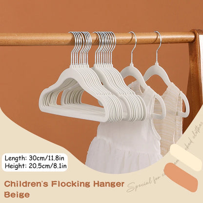 10/20Pcs Non-Slip Children Velvet Hangers - Thicken Rotin Hook, Space-Saving Clothes Dressing Storage, Portable Closet Organizer