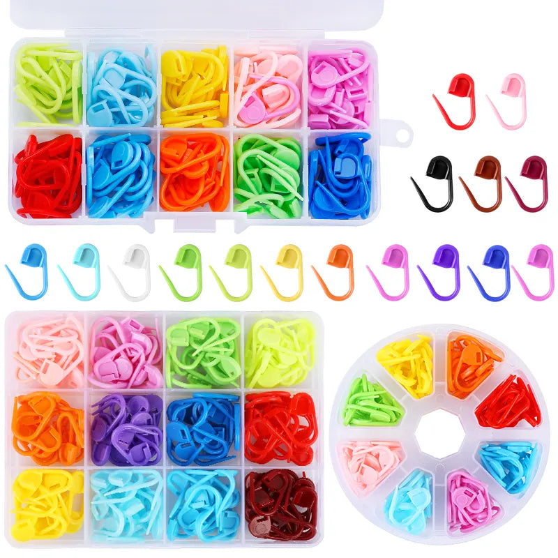 Colorful Plastic Needle Clip Hook Set: Mixed Locking Stitch Markers with Box - Essential Knitting and Crochet Accessories