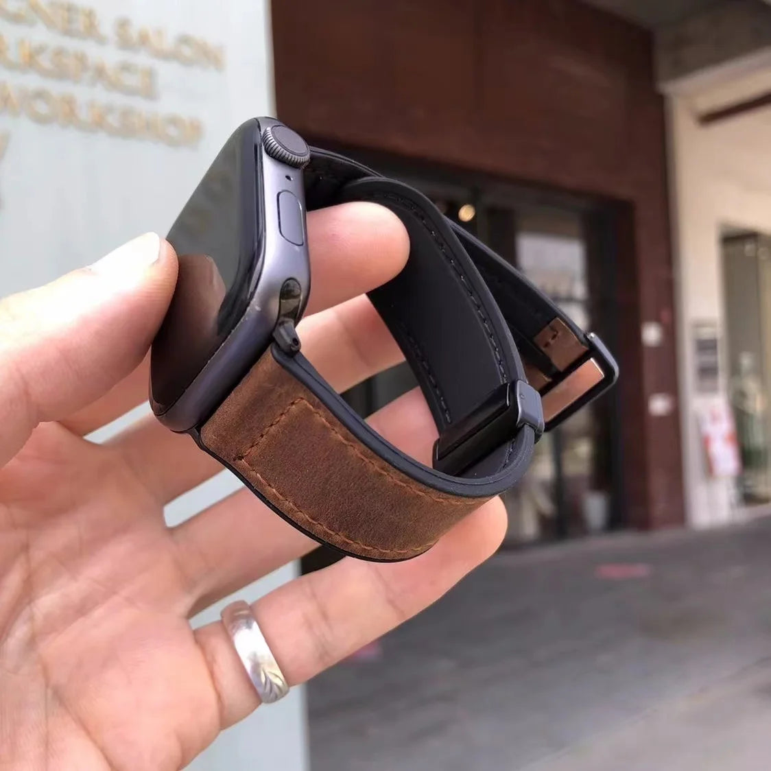 Leather and Silicone Strap for Apple Watch - Magnetic Band for Ultra 2, 49mm, 45mm, 44mm, 42mm, 41mm, 40mm, Series 9, 8, 7, SE, 6