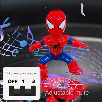 New Spiderman Automatic Flip Rotation Skateboard – Electric Music Stunt Car Toy with Acousto-Optic Lights | Christmas Anime Gift