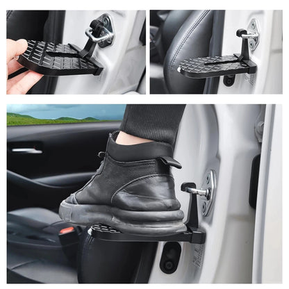 Universal Foldable Car Roof Rack Step: Multifunction Latch Hook Foot Pedal - Aluminium Alloy Safety Hammer, Car Door Step Accessory