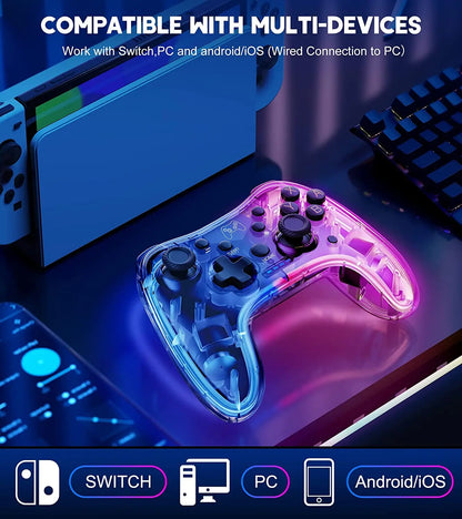 Controller with RGB Breathing LED, Multi-Platform Switch Remote with Turbo and Wake-Up Function