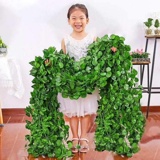 6pcs Artificial Ivy Leaves Plants Garland - Fake Flowers Home Bedroom Party Garden Wedding Decoration Hanging Vines