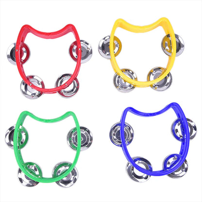 New Hand-held Tambourine: Metal Bells Plastic Rattle Ball Percussion - KTV Party Kids Game Toy Musical Instrument