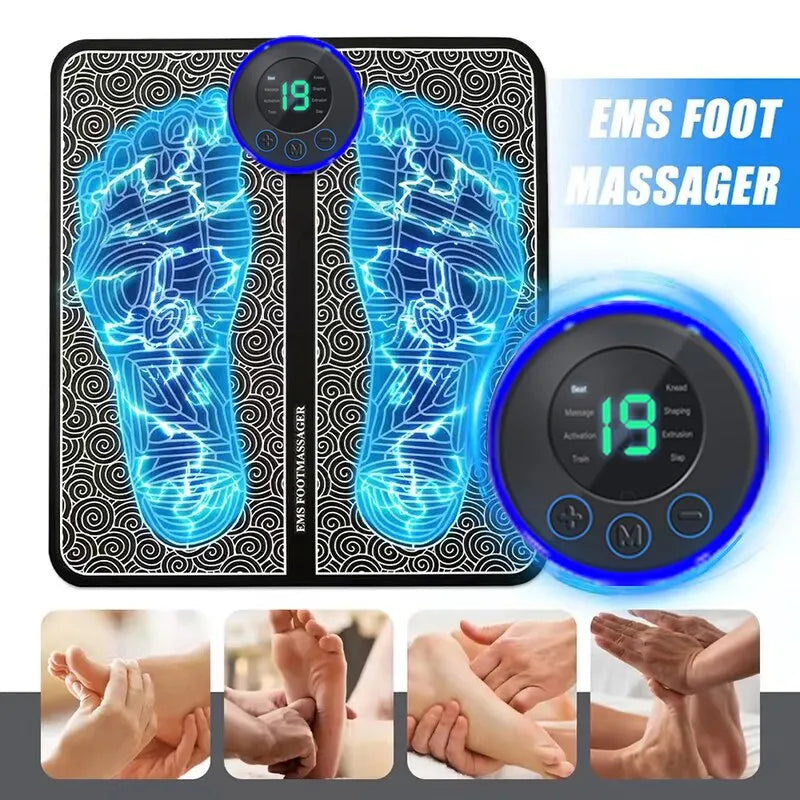 Sole Massage Pad - Foot Massager with 8 Modes, 19 Levels of Muscle Stimulation, USB Charging for Ultimate Relaxation