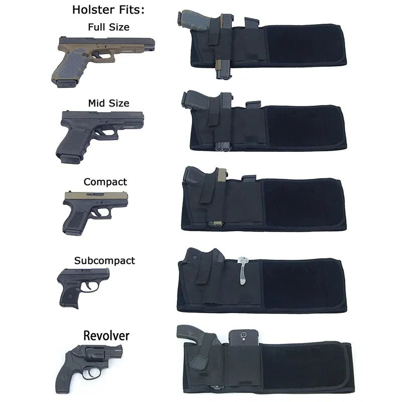 Tactical Belly Gun Holster - Concealed Carry Waist Band Belt - Portable Hidden Holster for Outdoor Hunting & Defense