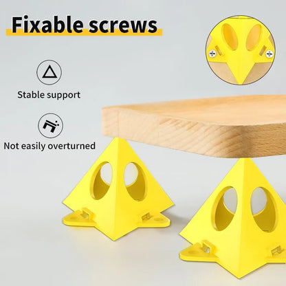 10 PCS Woodworking Paint Bracket Set - Yellow Painted Plastic Cushion Block Spray Painting Air Dry Coated Triangular Bracket