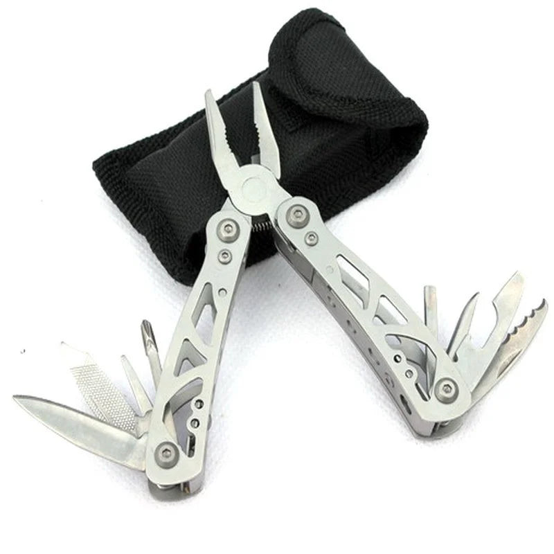 Compact Stainless Steel Multi-Tool - Portable Outdoor Keychain with Pliers, Knife, Screwdriver for Versatile Use