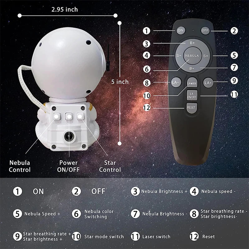 Astronaut Galaxy Projector LED Night Light – Starry Sky Atmosphere Lamp for Bedroom and Home Desktop Decoration