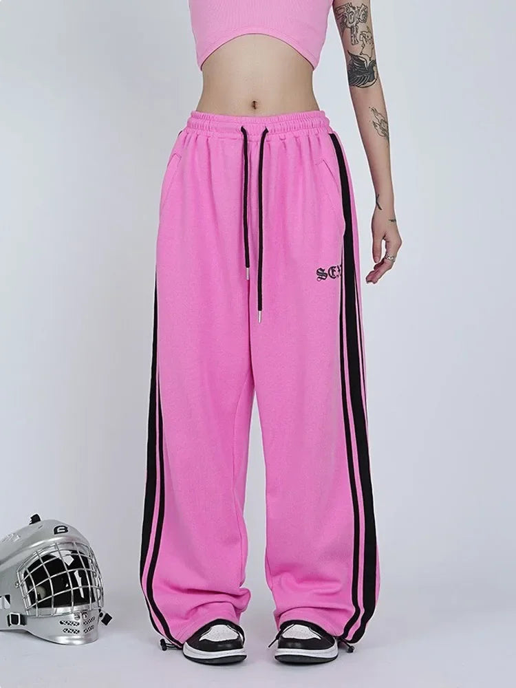 HOUZHOU Women Sweatpants - Casual Joggers, Harajuku Hip Hop Korean Fashion, Y2K Wide Leg Sports Trousers for Streetwear