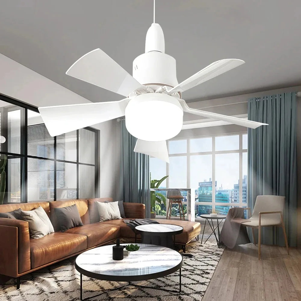 Ceiling Fan LED with Remote Control – Dimmable 30W, E27 Base, Modern Smart Wireless Fan Light for Bedroom and Living Room