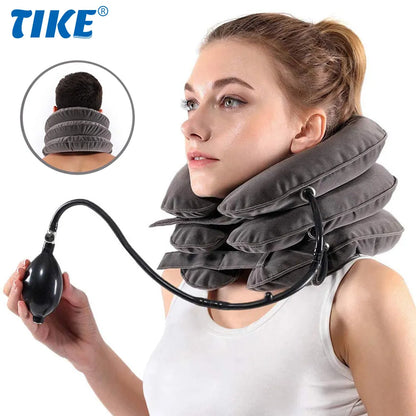 Inflatable Cervical Neck Traction Device: Relief for Chronic Neck & Shoulder Pain - Collar for Home Neck Stretcher Alignment