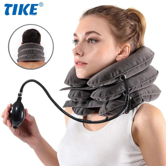 Inflatable Cervical Neck Traction Device: Relief for Chronic Neck & Shoulder Pain - Collar for Home Neck Stretcher Alignment