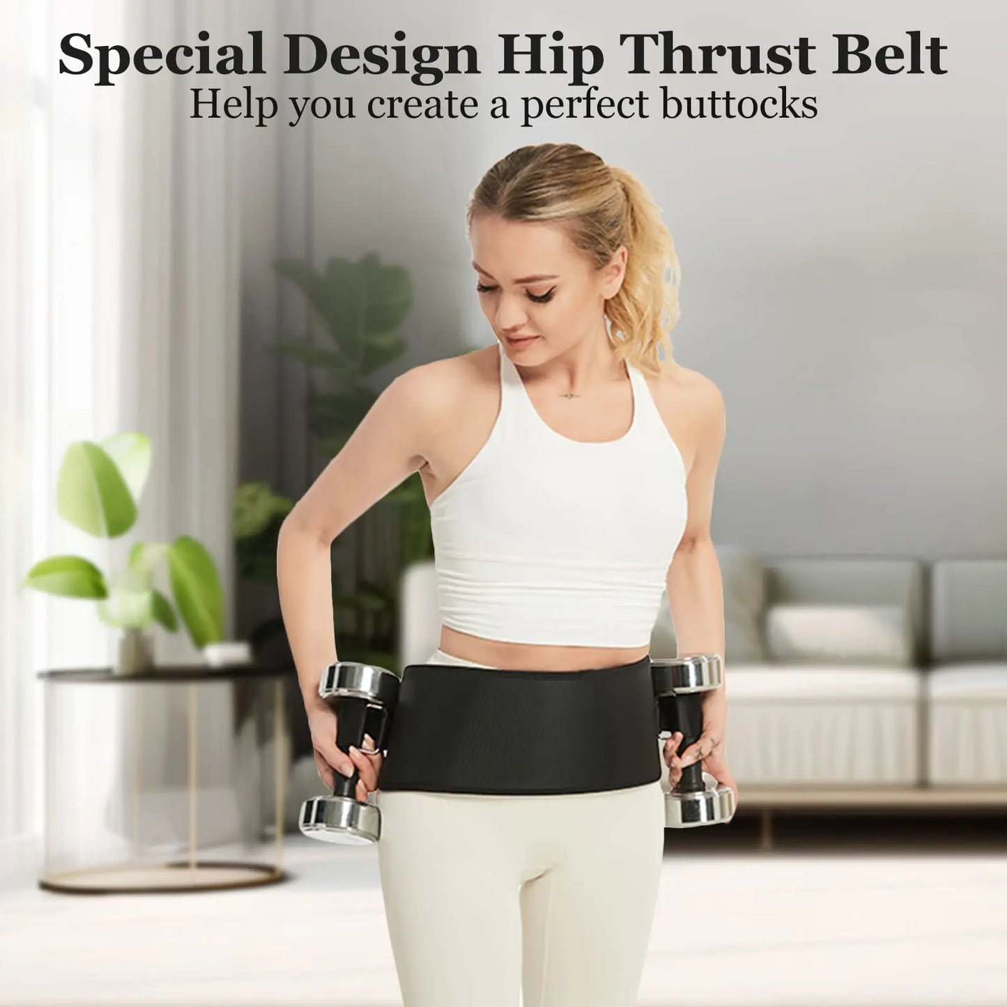 Hip Thrust Belt and Glute Bridge Pad - Home Gym Workout Equipment for Squats, Lunges, Bridges, and Dips with Dumbbells and Kettlebells