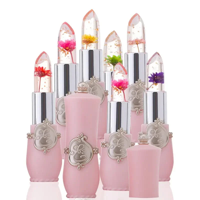 Waterproof Flower Lipstick - Jelly Flower Transparent Color Changing Long-Lasting Lipstick in 6 Colors, Flower Lip Balm