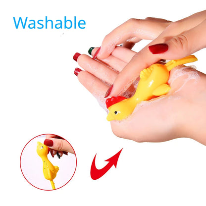 10PCS Catapult Launch Turkey Slingshot Chick - Elastic Flying Finger Sticky Decompression Toy for Birthday Halloween Party Favors