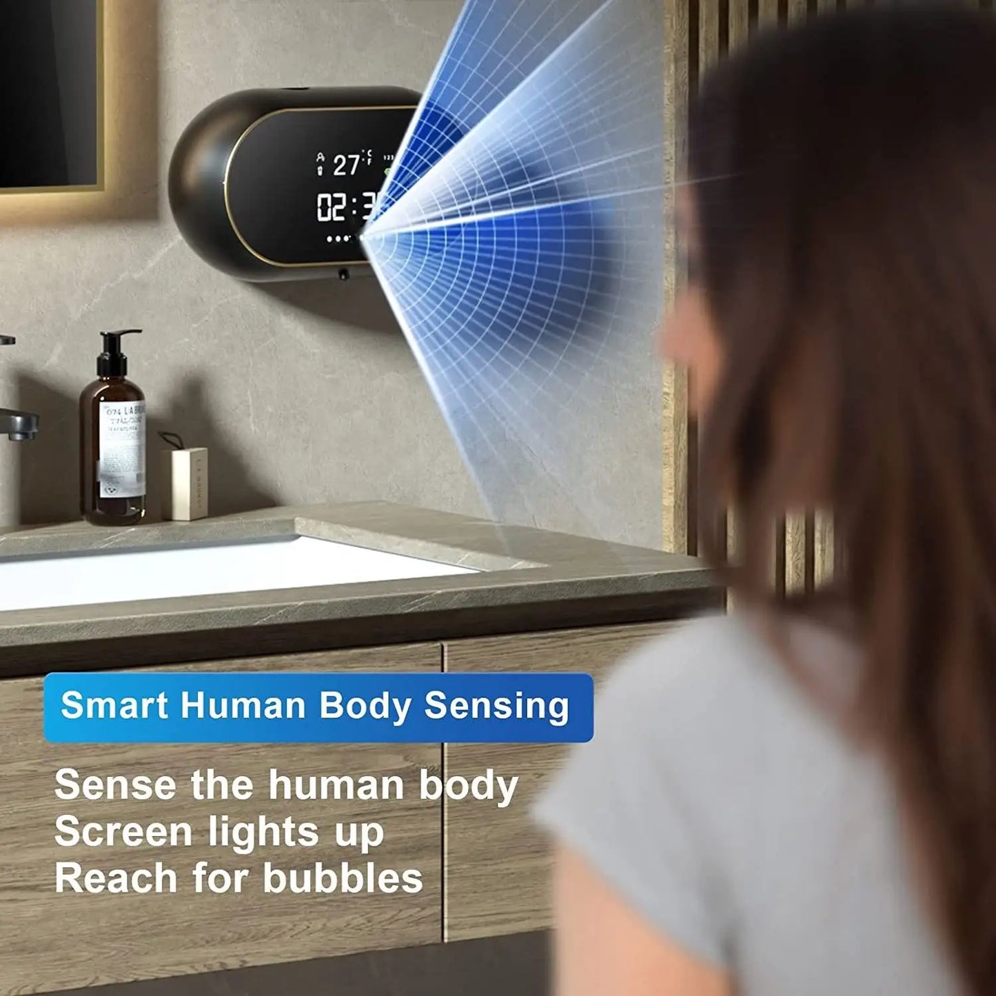 Creative Liquid Foam Soap Dispenser with Time & Temperature Display: Automatic, Waterproof, Human Body Induction Hand Wash