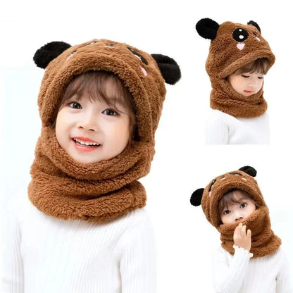 Warm Children's Rabbit Hat and Neck Gaiter Set - Fleece Autumn and Winter Accessories for Girls