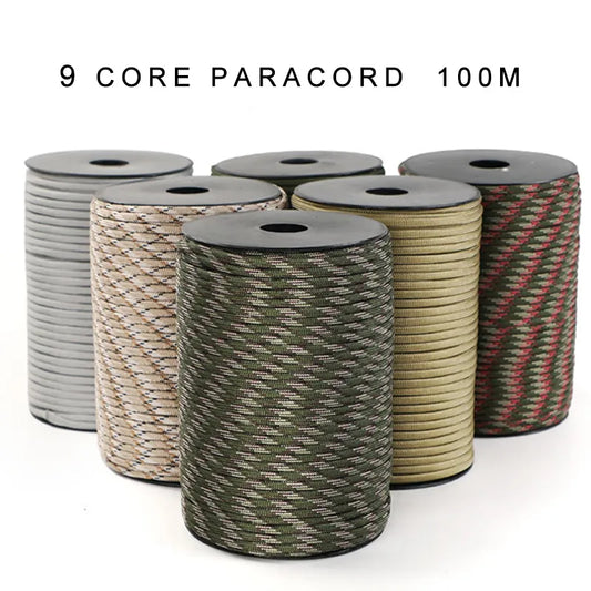 550 Militärstandard Paracord Seil: 100m 4mm Outdoor Überlebensausrüstung für Fallschirm, Zelt, Lanyard, Riemen - 9-Kern Schnur für Camping & Notfallsituationen