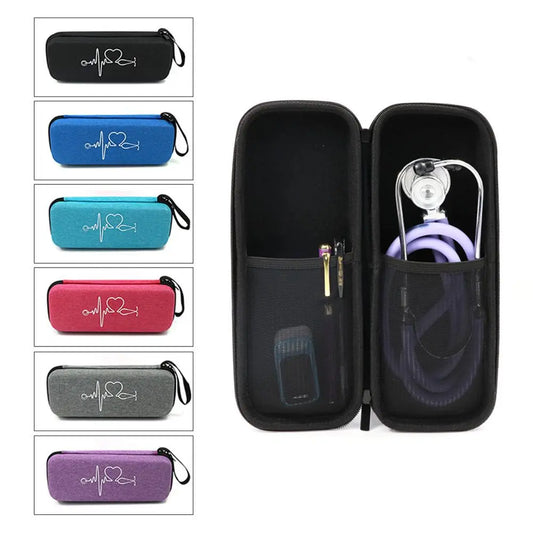 Portable EVA Stethoscope Storage Box: Travel Carrying Case Mesh Bag for Littmann Cardiology III & Medical Pen Organizer