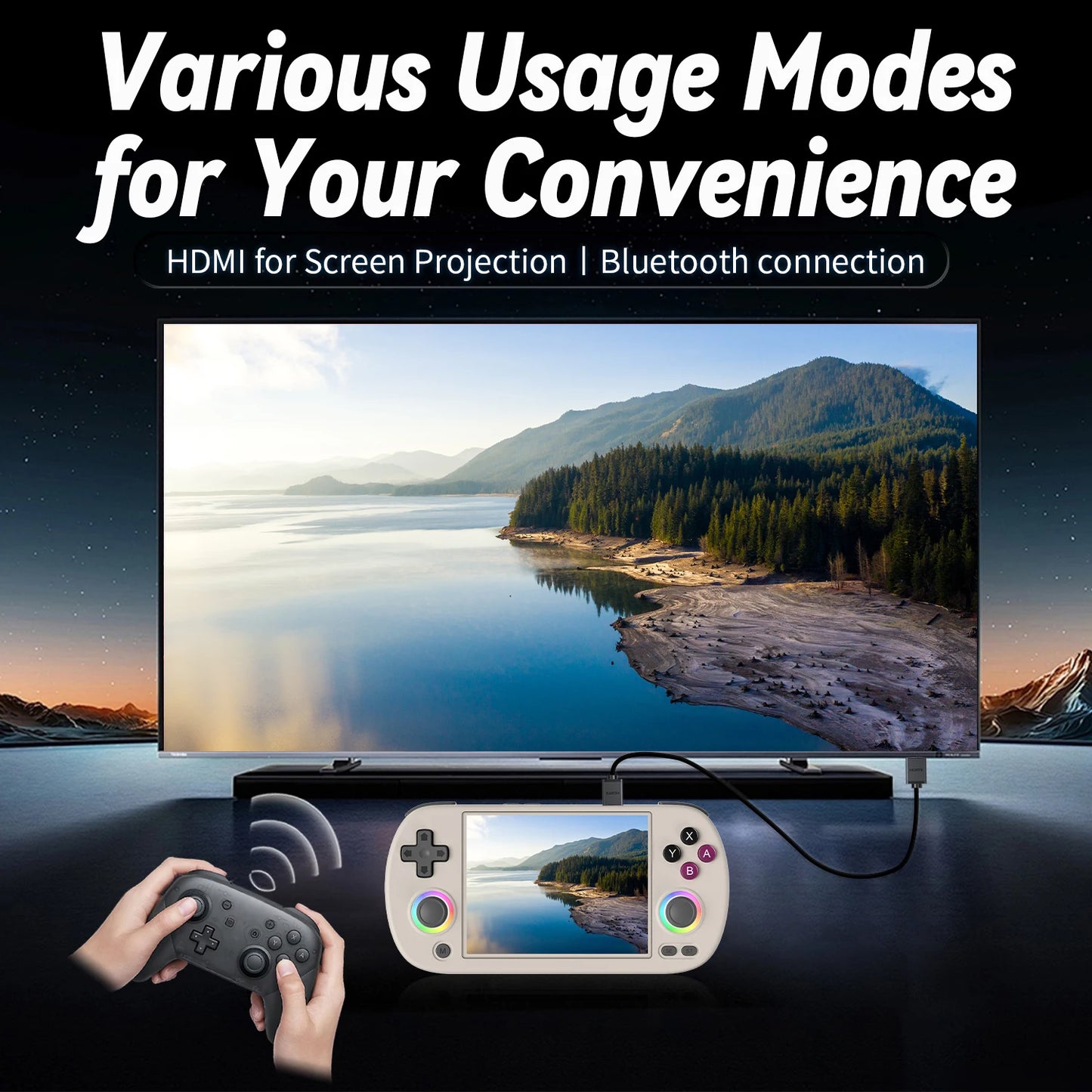 ANBERNIC RG40XX H Handheld Game Console - 4.0" 640x480 IPS Screen, 3200mAh, 64-Bit System with RGB Light, Preloaded with 5000+ Games