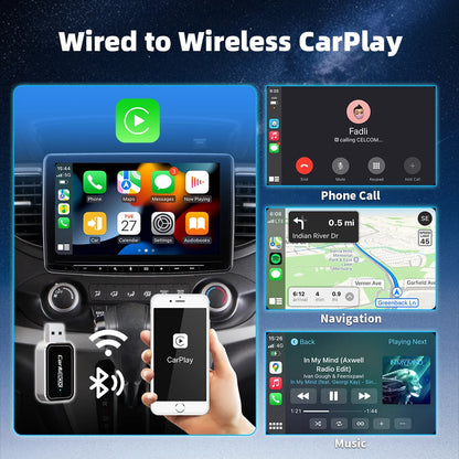 CarAIBOX 2 in 1 Wireless Adapter – CarPlay and Android Auto Dongle Box for Car Radios with Wired CarPlay