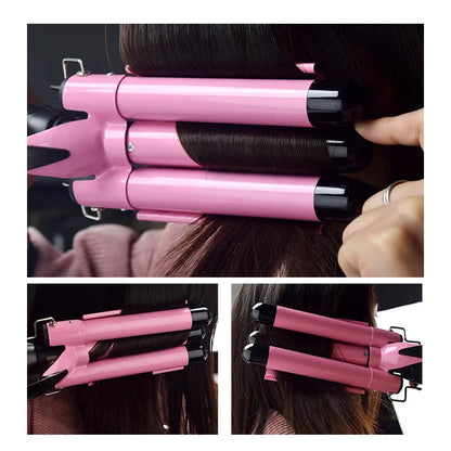 Professional Ceramic Triple Barrel Hair Curling Iron | Hair Wave Waver Styling Tools | Hair Styler Wand