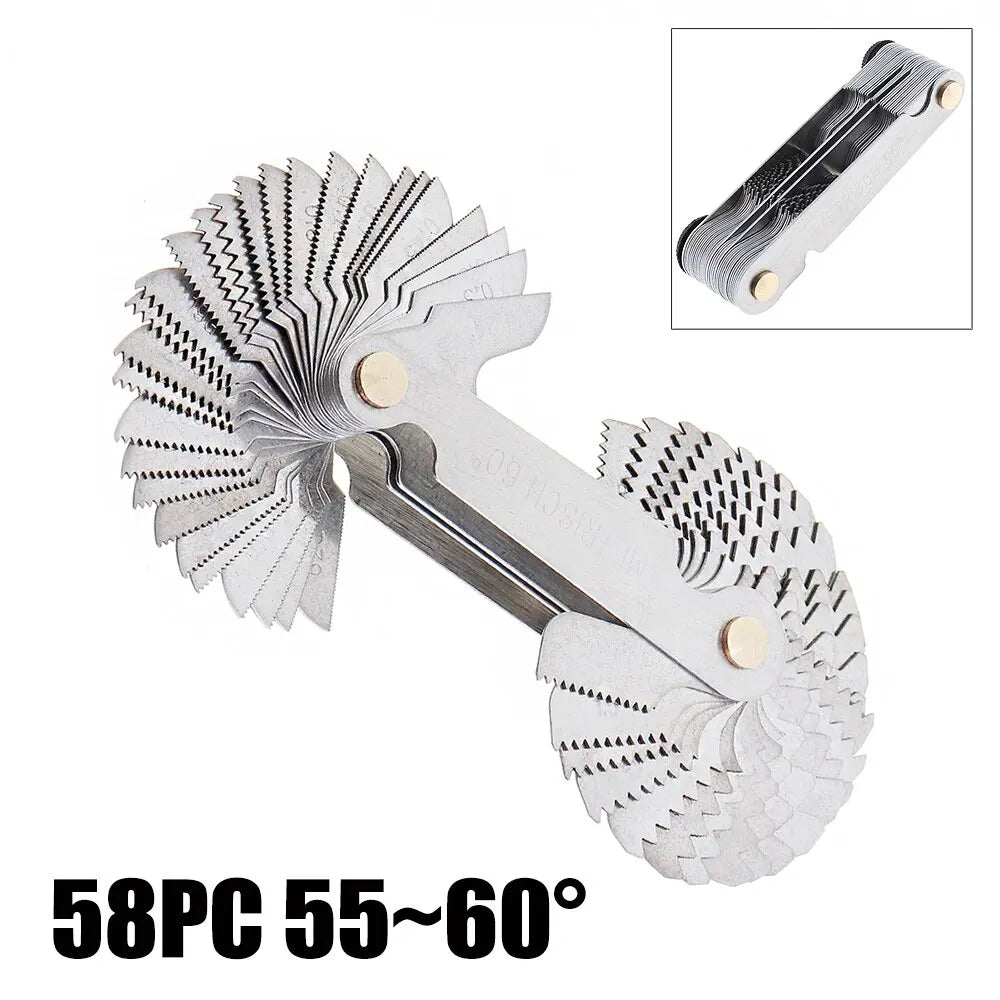 58PCS Stainless Steel Pitch Scale - High Precision Measuring Tool with U.S. Screw Gauge + Metric Inch Thread Samples, One-Piece Design