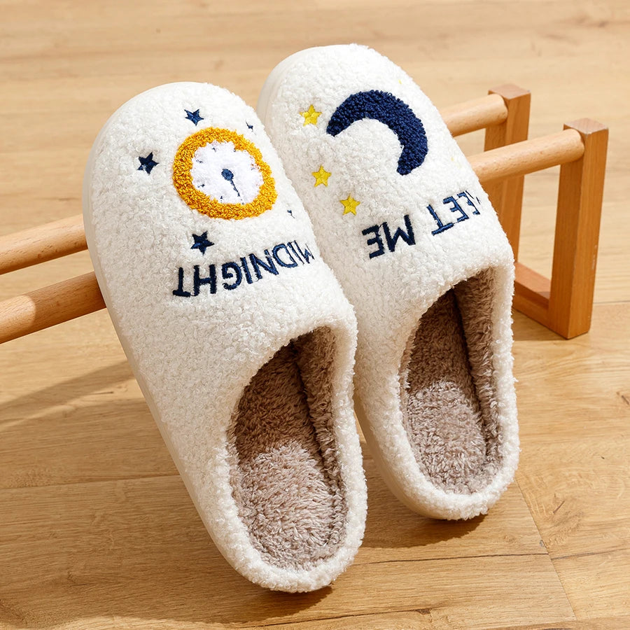 Meet Me At Midnight Slippers: Taylor Style Cozy Comfort Embroidered Slides - Soft Houseshoes for TS Swifties Music Tour