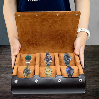 Watch Travel Case Organizer - 6 Slots Watch Box for Men and Women - Watch Roll Display and Storage Solution