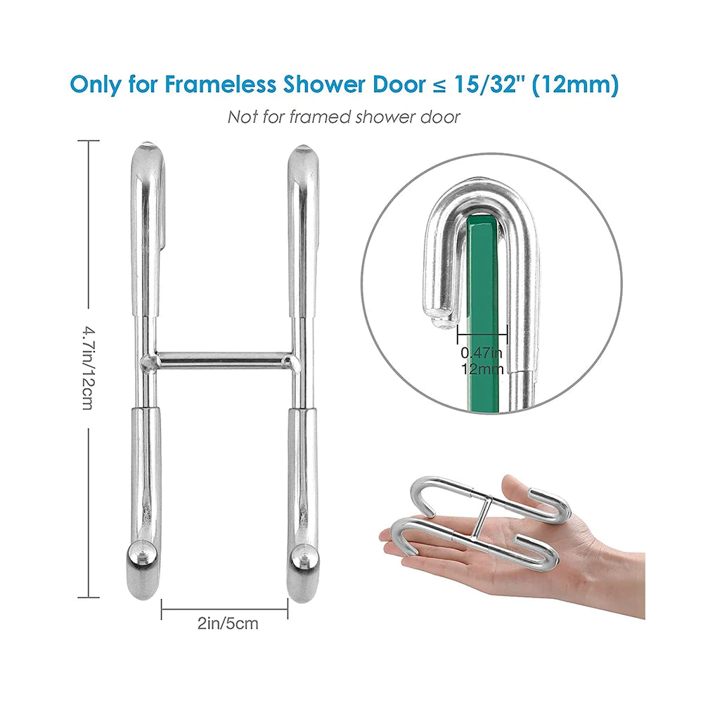 304 Stainless Steel Glass Door Shower Hook - Towel Rack Hooks for Kitchen and Bathroom - Drilling-Free Hanger (1/2 Pcs)