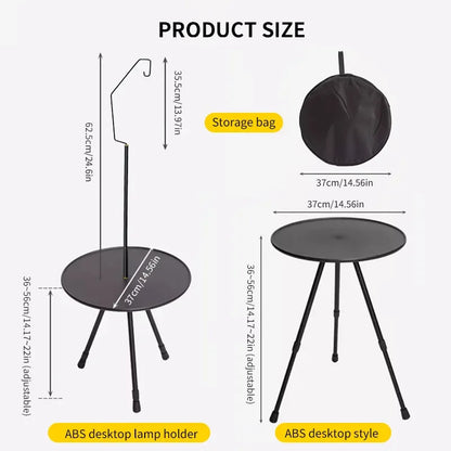 WESTTUNE Camping Round Table: Ultralight Portable Folding Table with Light Stand and Adjustable Legs - Ideal for Picnic, Indoor, and Outdoor Use