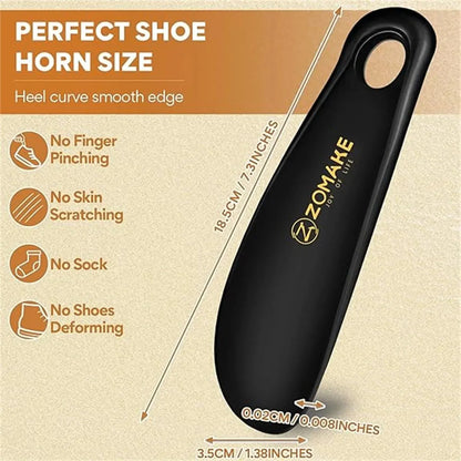 Mini 7.3" Shoe Horn with Hook - Portable Plastic Shoehorn Lifter for Home Convenience