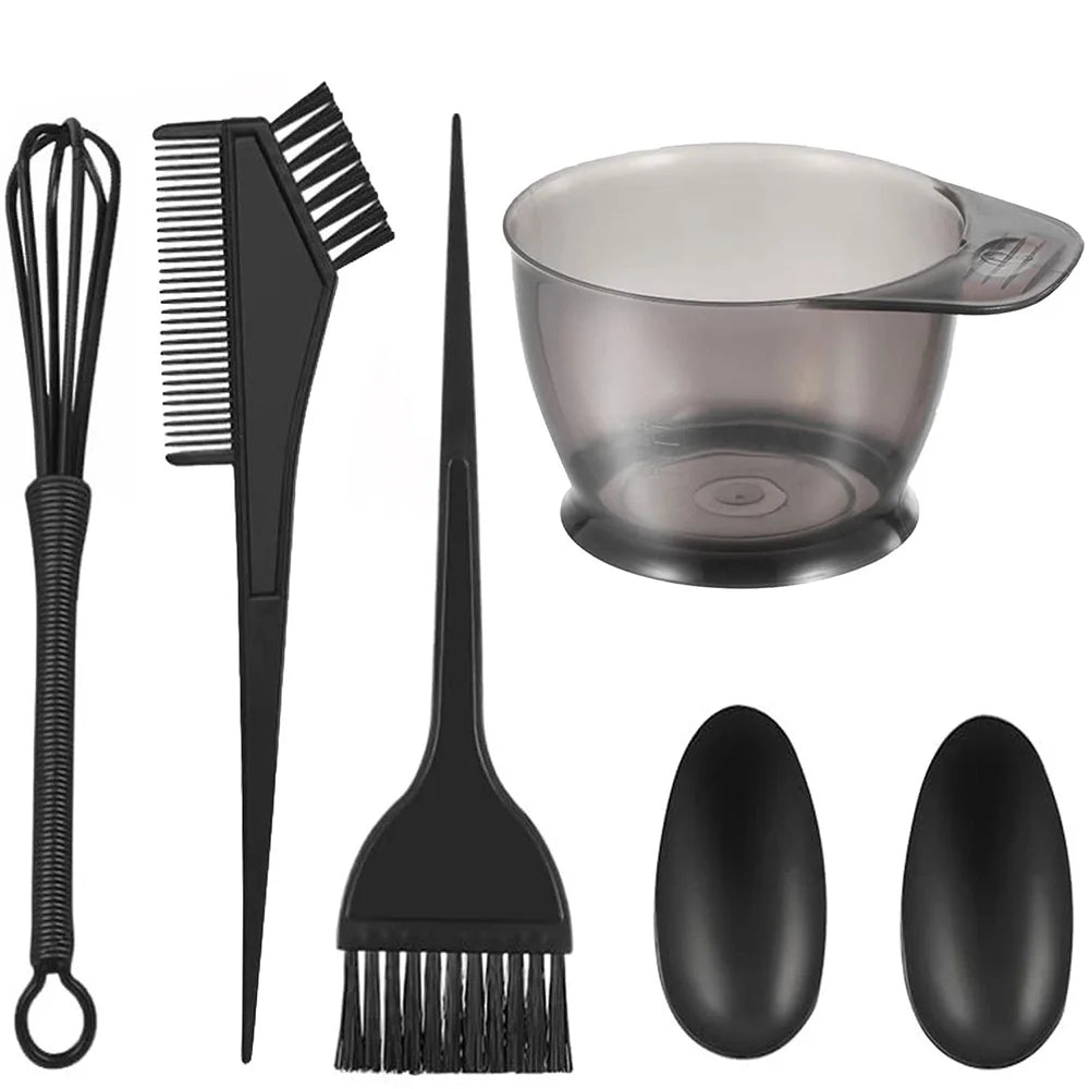 6pcs Professional Hair Coloring Kit - Barber Salon and Home Use, Includes Hairdressing Tools for Perfect Color Application