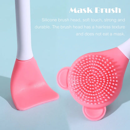 Double Head Silicone Facial Mask Brush - Applicator Spoon and Spatula - Women's Skin Care and Makeup Tool for Home Use