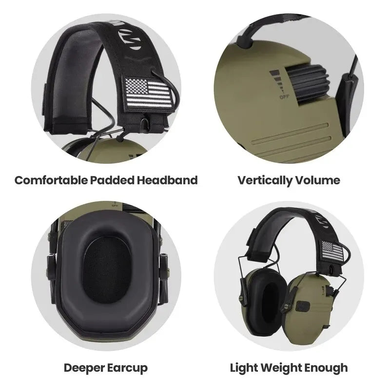 Original Military Tactical Electronic Shooting Earmuffs - Outdoor Hunting Sound Pickup, Noise Reduction, Hearing Protection Headset